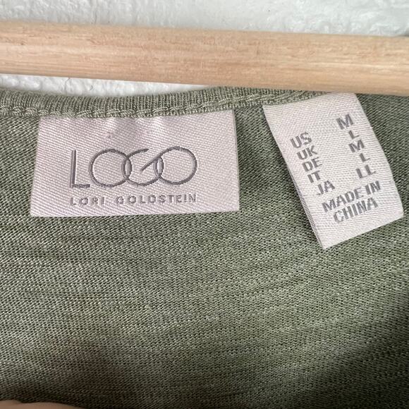 LOGO Lori Goldstein Piper Heather Green 3/4 Sleeve Tunic Top Medium Pockets - Picture 3 of 8